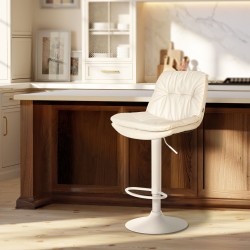 Taburete de bar Laurel de piel sintética blanca