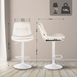 Taburete de bar Laurel de piel sintética blanca