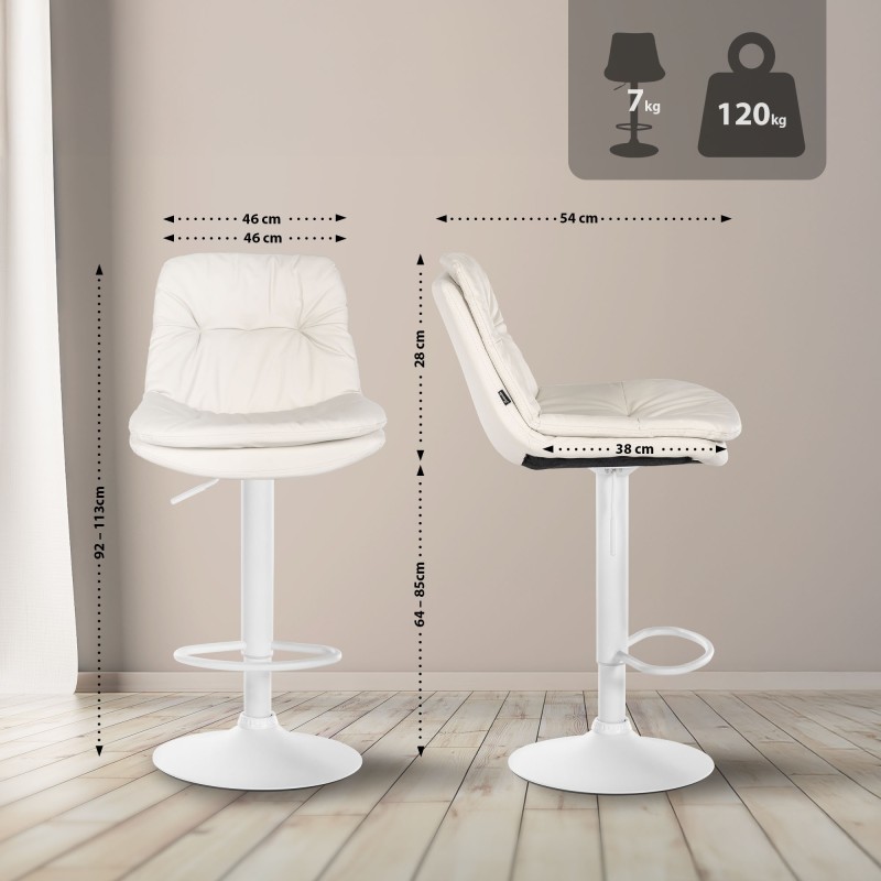 Taburete de bar Laurel de piel sintética blanca