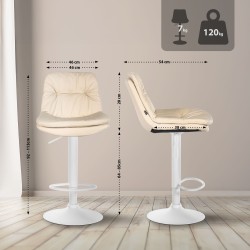 Taburete de bar de piel sintética color blanco crema Laurel