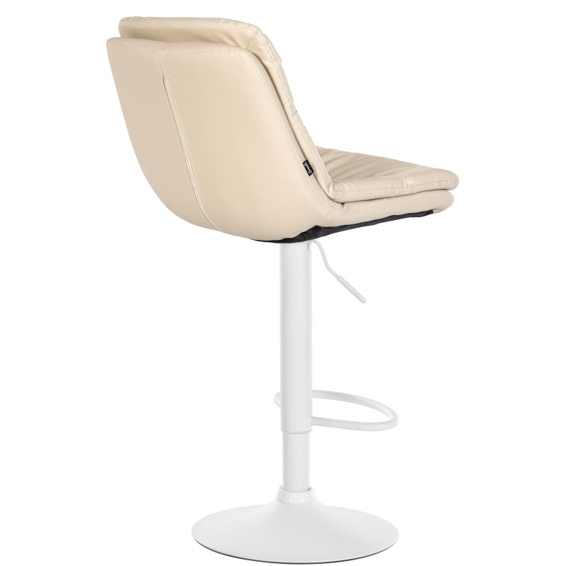 Taburete de bar de piel sintética color blanco crema Laurel