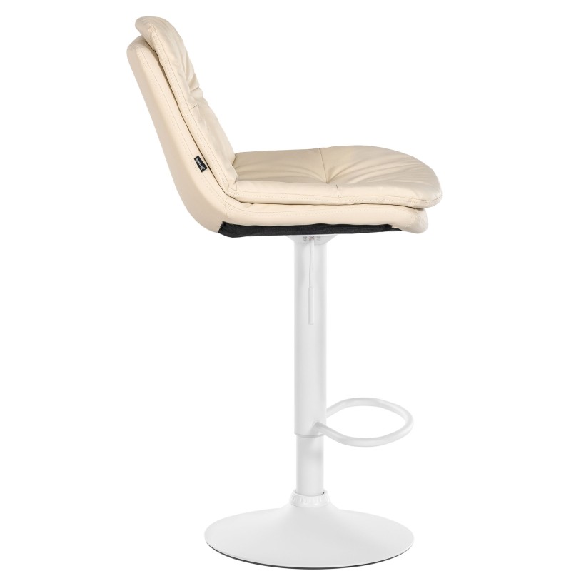 Taburete de bar de piel sintética color blanco crema Laurel