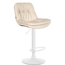 Taburete de bar de piel sintética color blanco crema Laurel