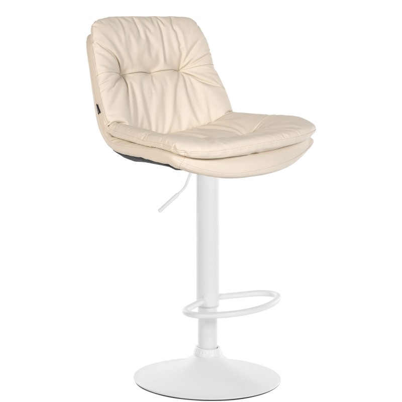 Taburete de bar de piel sintética color blanco crema Laurel