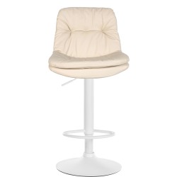 Taburete de bar de piel sintética color blanco crema Laurel
