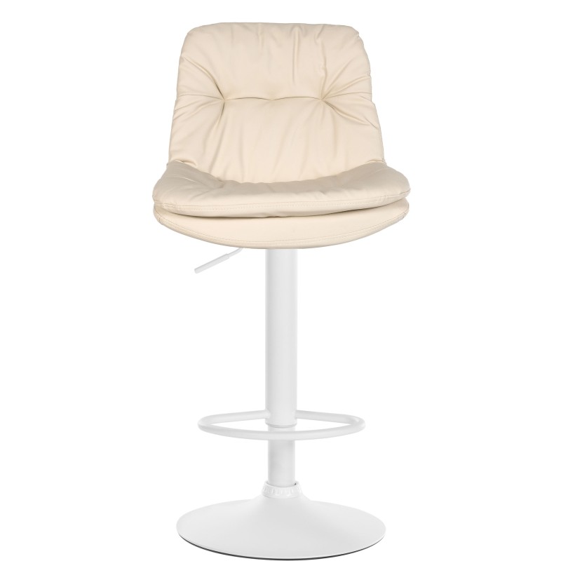 Taburete de bar de piel sintética color blanco crema Laurel