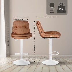 Taburete de bar Laurel de piel sintética, blanco y marrón claro