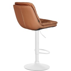 Taburete de bar Laurel de piel sintética, blanco y marrón claro