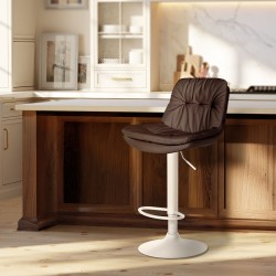 Taburete de bar Laurel de piel sintética blanca y marrón