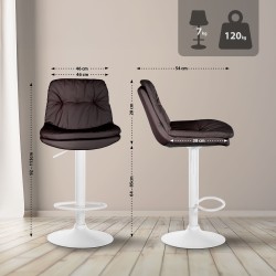 Taburete de bar Laurel de piel sintética blanca y marrón