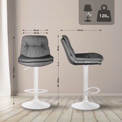 Taburete de bar Laurel de piel sintética blanco y gris