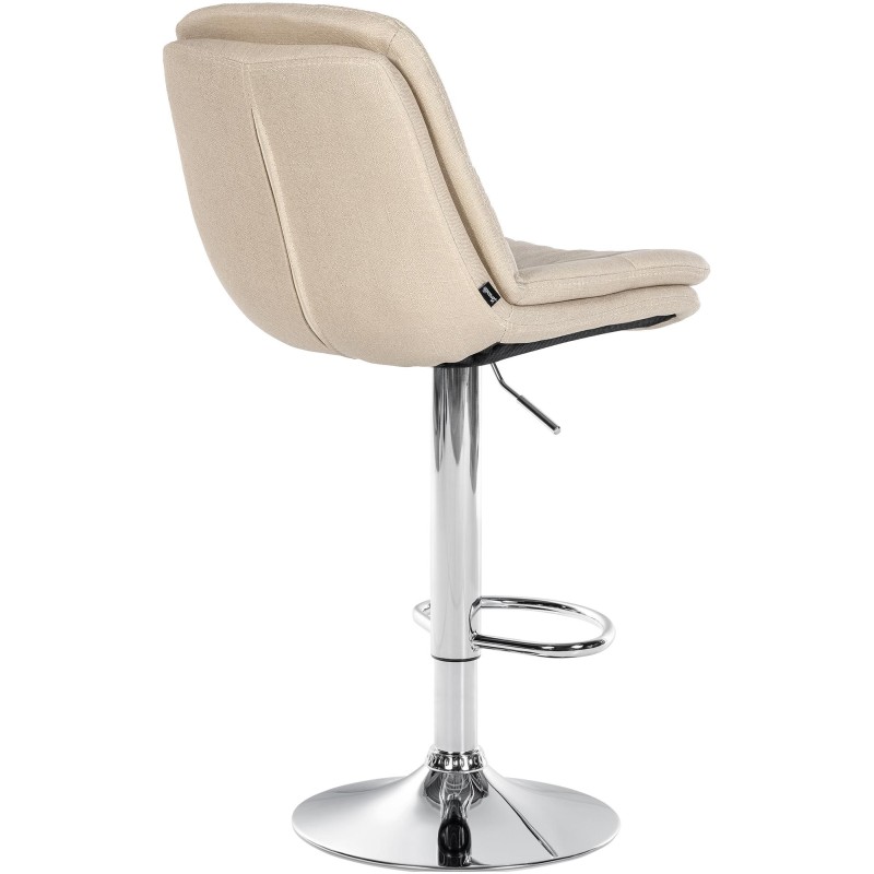 Taburete de bar Laurel en tela cromada color crema