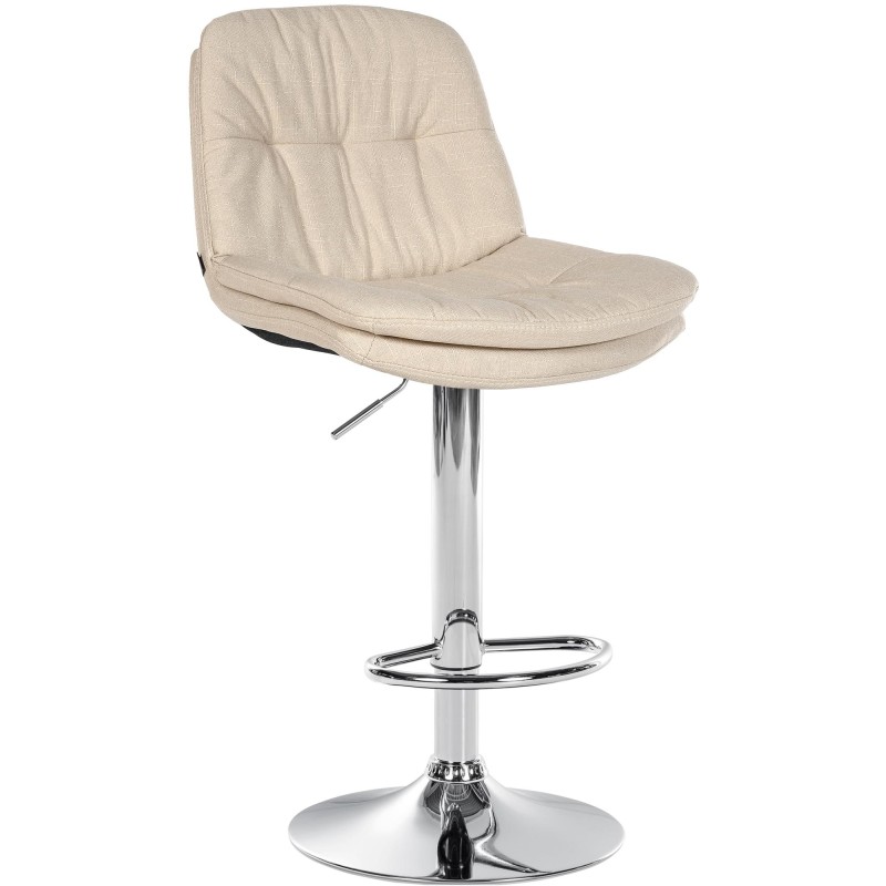 Taburete de bar Laurel en tela cromada color crema