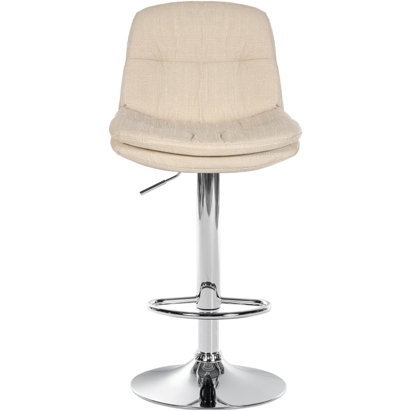 Taburete de bar Laurel en tela cromada color crema