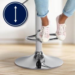 Taburete de bar Laurel en tela cromada gris oscuro