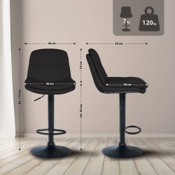 Taburete de bar Laurel de tela negra