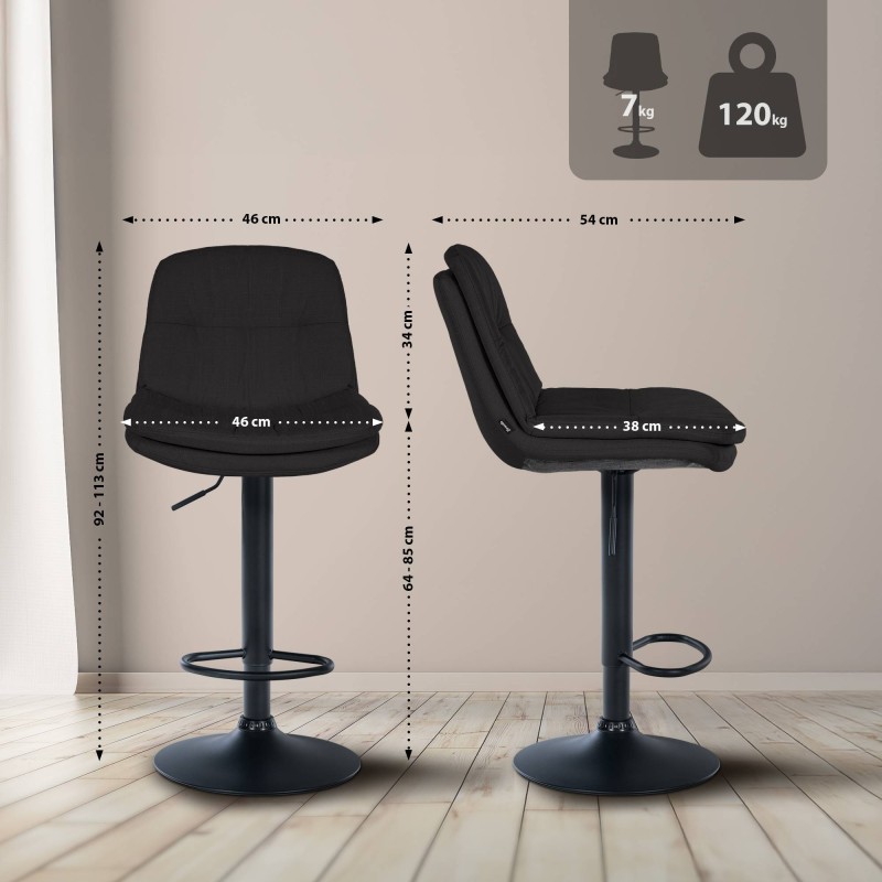 Taburete de bar Laurel de tela negra