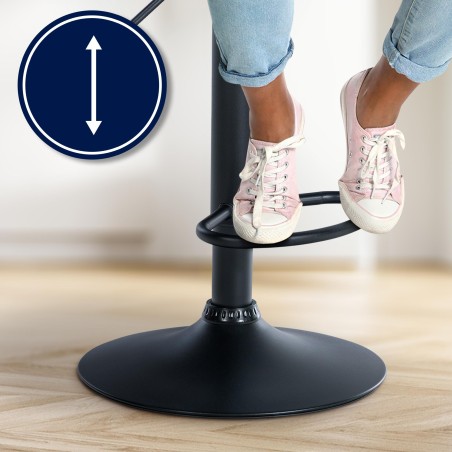 Taburete de bar Laurel en tela negra y gris oscuro