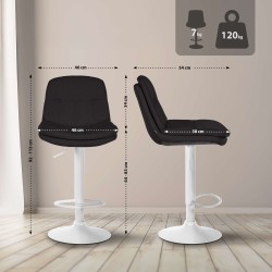 Taburete de bar Laurel en tela blanca y negra