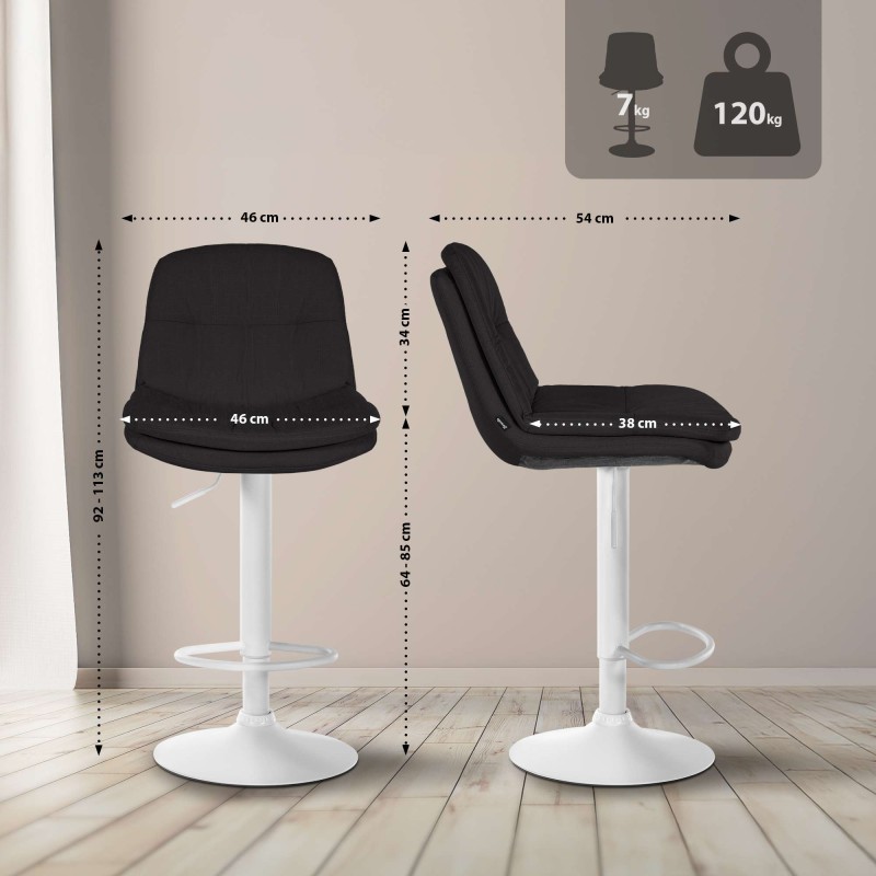 Taburete de bar Laurel en tela blanca y negra