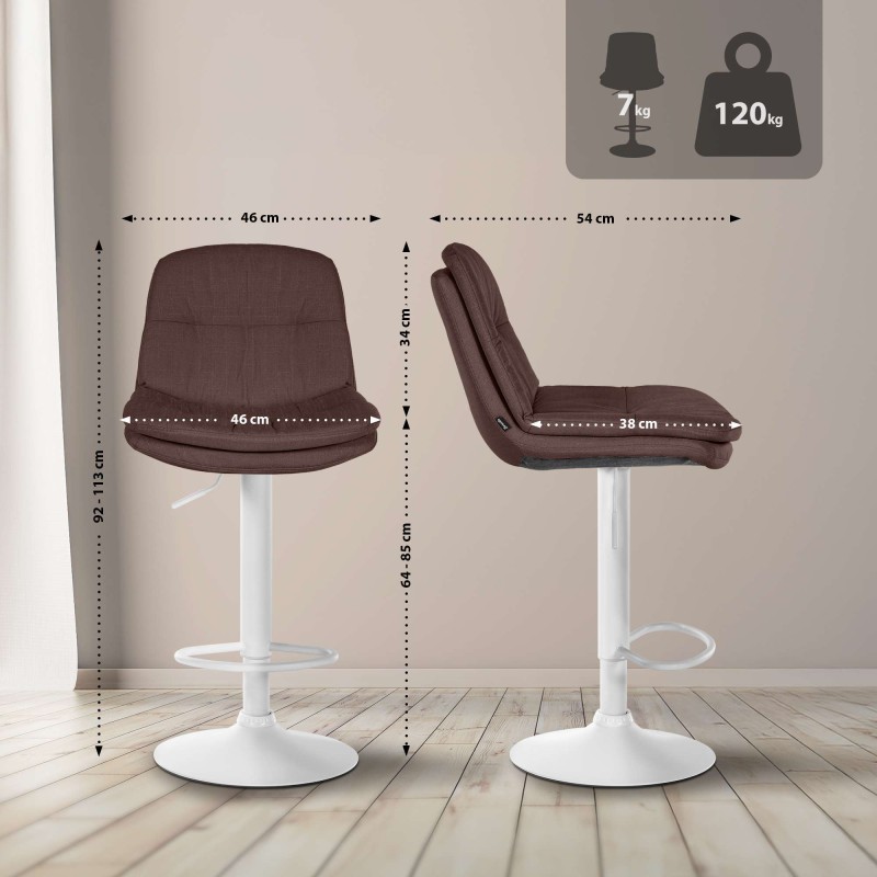 Taburete de bar Laurel en tela blanca y marrón