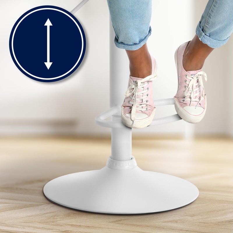 Taburete de bar Laurel en tela blanca y gris