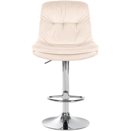 Taburete de bar cromado de terciopelo crema Laurel