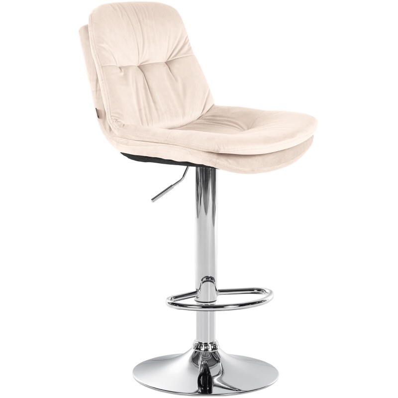 Taburete de bar cromado de terciopelo crema Laurel