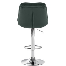 Taburete de bar Laurel en terciopelo cromado verde oscuro