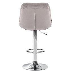 Taburete de bar Laurel en terciopelo gris y cromo