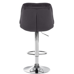 Taburete de bar Laurel en terciopelo negro y cromo