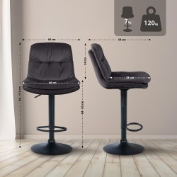 Taburete de bar Laurel de terciopelo negro