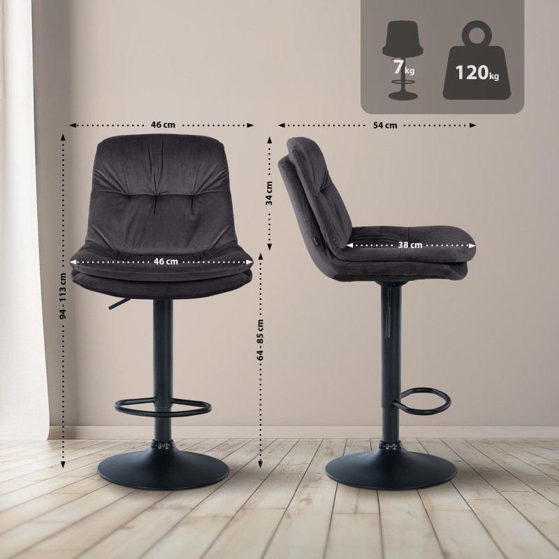 Taburete de bar Laurel de terciopelo negro