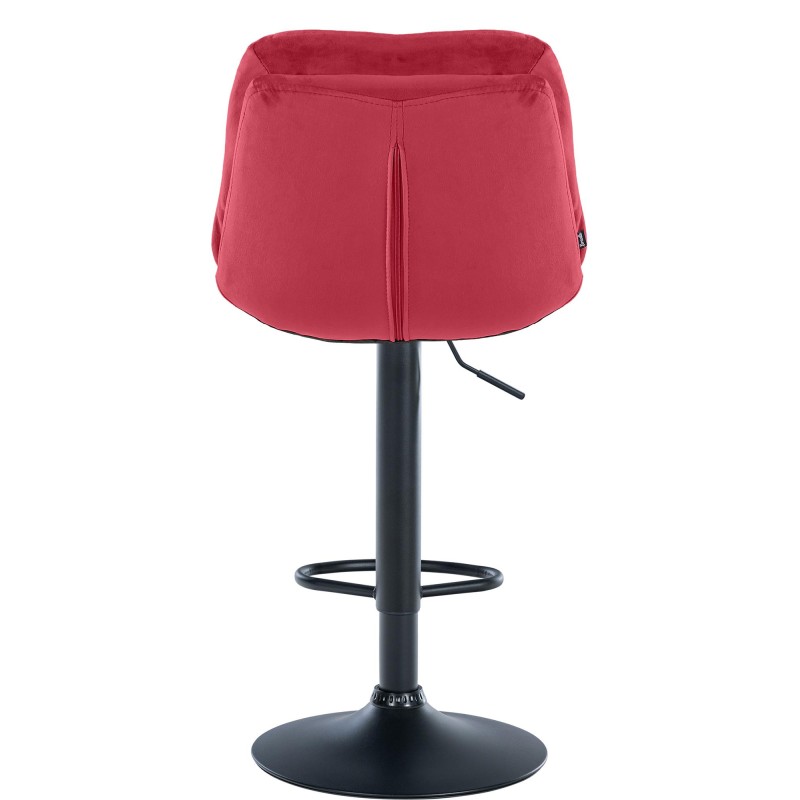 Taburete de bar Laurel en terciopelo negro y rojo