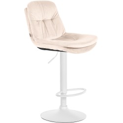 Taburete de bar de terciopelo blanco crema Laurel