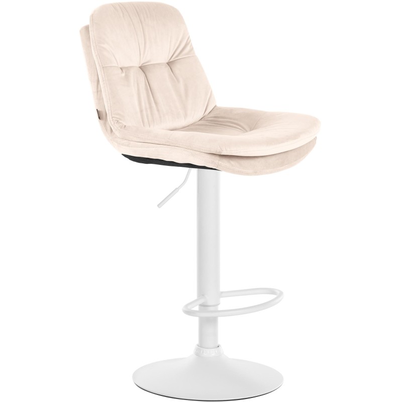 Taburete de bar de terciopelo blanco crema Laurel