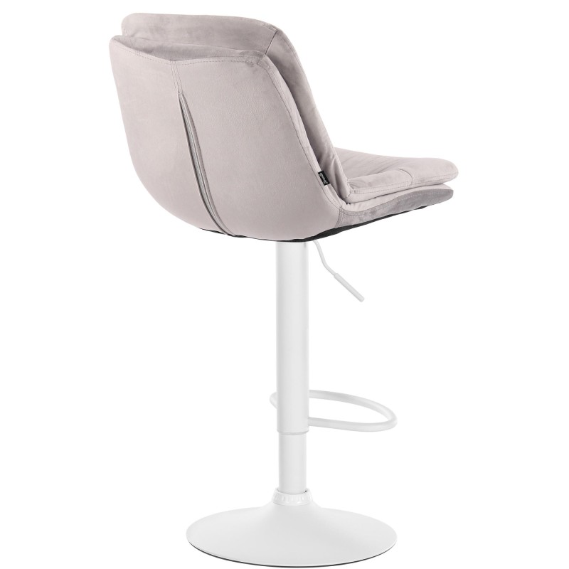 Taburete de bar Laurel en terciopelo blanco y gris