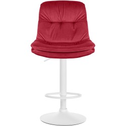 Taburete de bar Laurel en terciopelo blanco y rojo