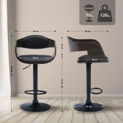 Juego de 2 taburetes de bar Kingston B en piel sintética negra/gris Juego de 2 taburetes de bar Kingston B en piel sintética negra/gris