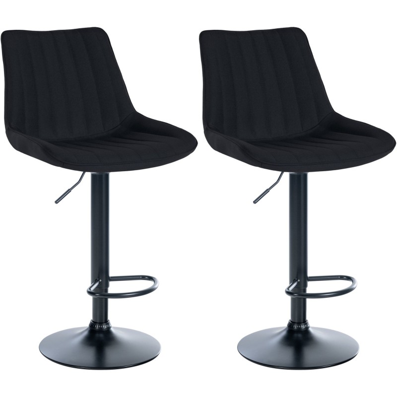 Juego de 2 taburetes de bar Toni en tela negra