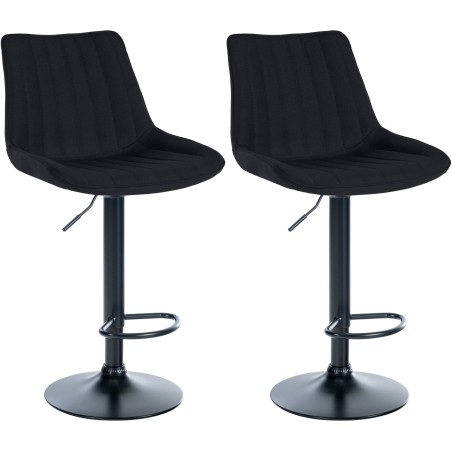 Juego de 2 taburetes de bar Toni en tela negra