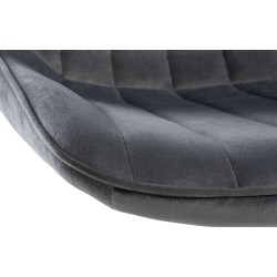 Juego de 2 taburetes de bar Toni en terciopelo gris oscuro cromado