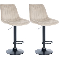 Juego de 2 taburetes de bar Toni en terciopelo negro y crema