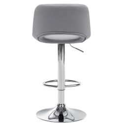 Taburete de bar Camden, piel sintética, gris cromado