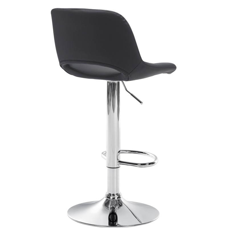 Taburete de bar Camden, piel sintética, cromo negro