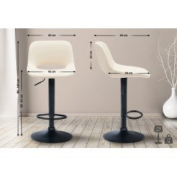 Taburete de bar Camden, piel sintética negra y crema