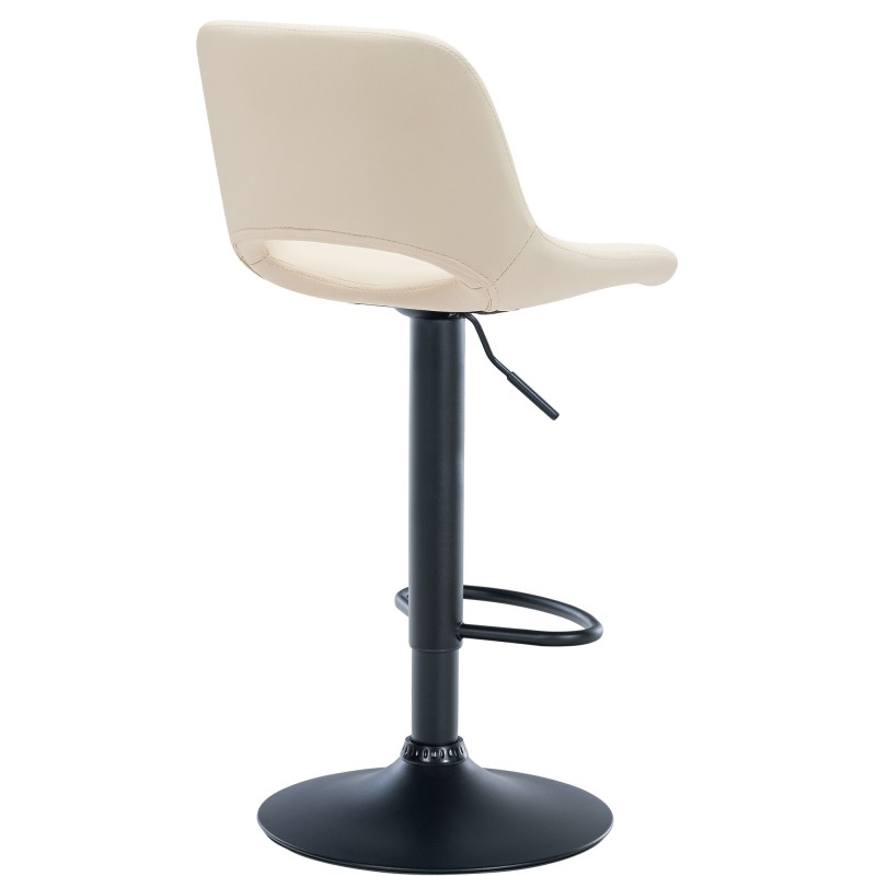 Taburete de bar Camden, piel sintética negra y crema