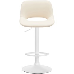 Taburete de bar Camden, piel sintética, blanco y crema