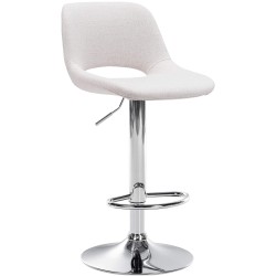 Taburete de bar Camden en tela cromada color crema