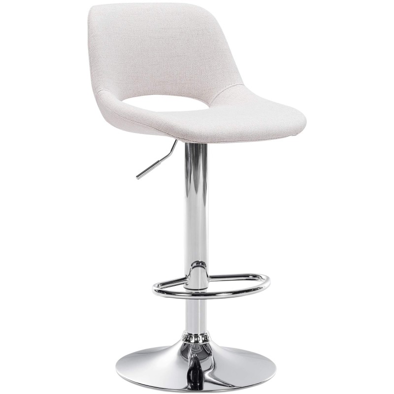 Taburete de bar Camden en tela cromada color crema